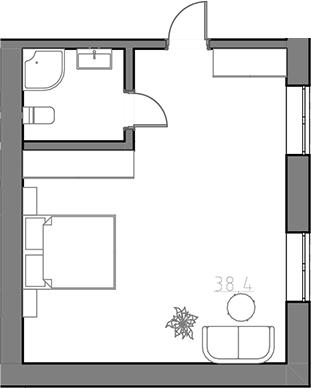 Планировка — Сосновый бор, Студия, 40 м²