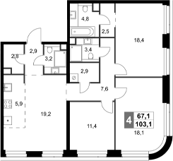 Планировка — Amber City, 4-комн., 103 м²
