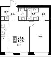 Планировка — Amber City, 2-комн., 60 м²