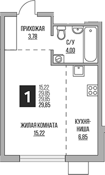 Планировка — Притяжение Сити, Студия, 30 м²