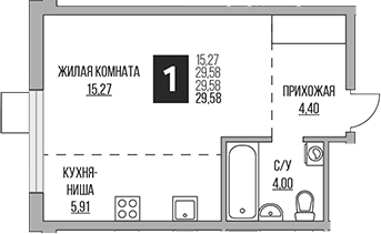 Планировка — Притяжение Сити, Студия, 30 м²