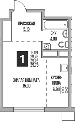 Планировка — Притяжение Сити, Студия, 30 м²