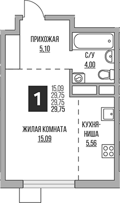 Планировка — Притяжение Сити, Студия, 30 м²