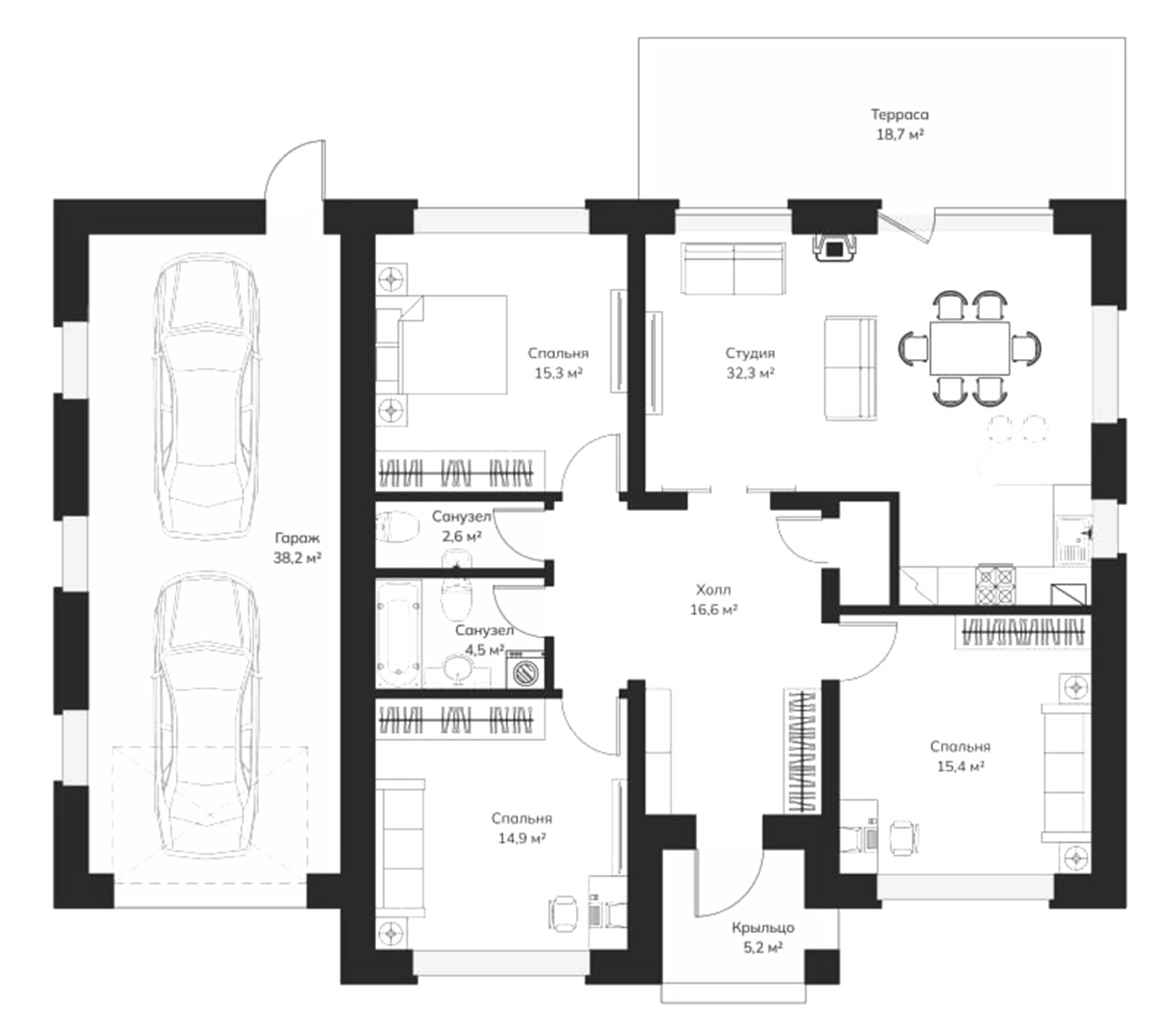 Планировка — Коттеджный поселок Riga Family, 3-комн., 127 м²