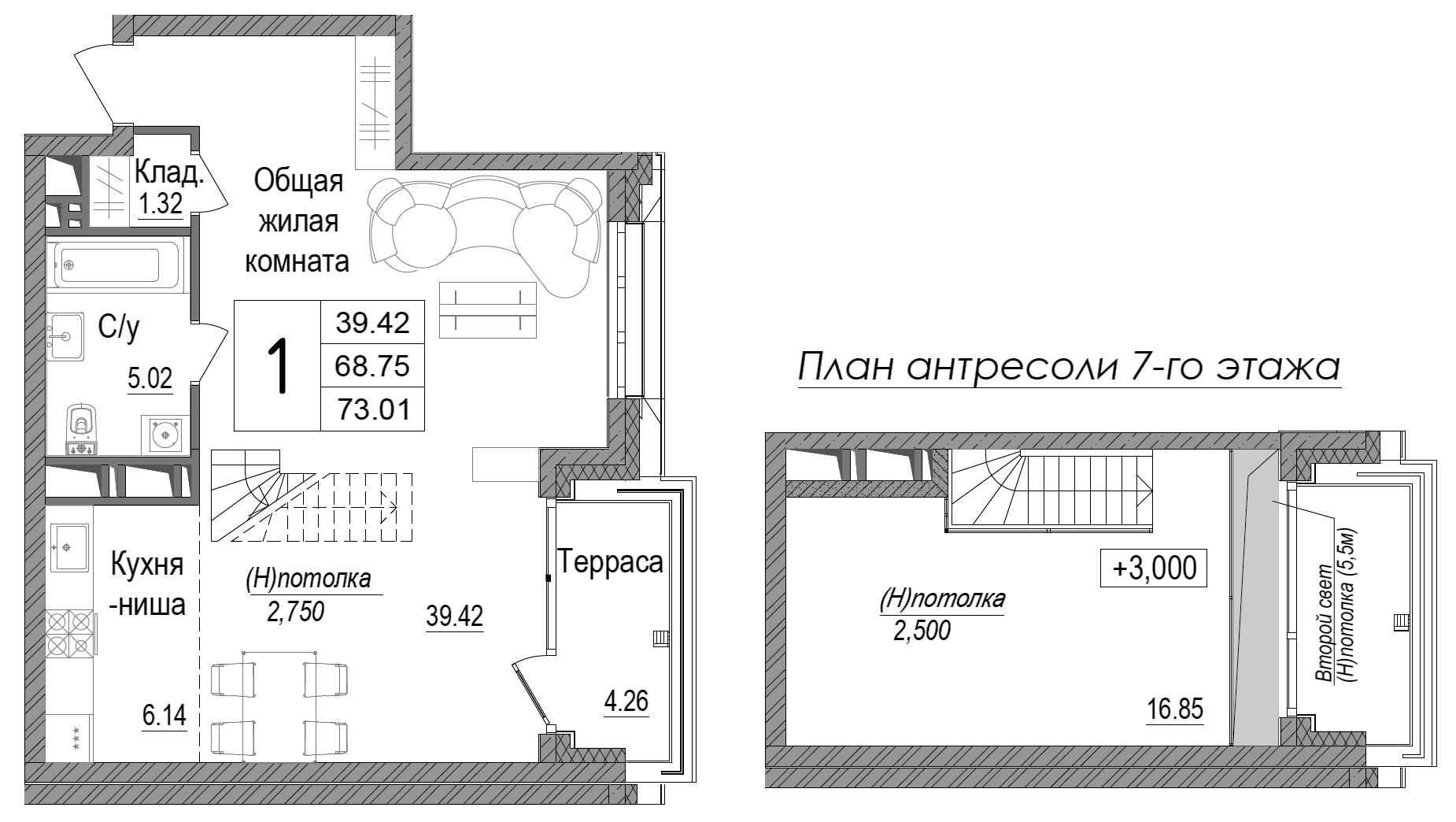 Планировка — АРТ, Студия, 69 м²