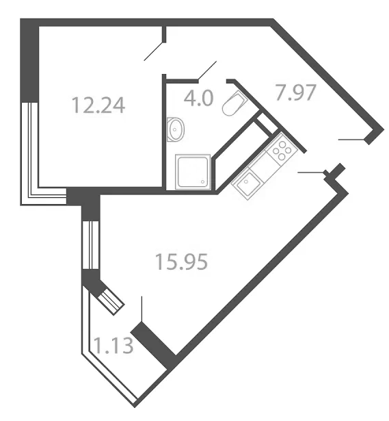 Планировка — Котельники Парк, 1-комн., 41 м²