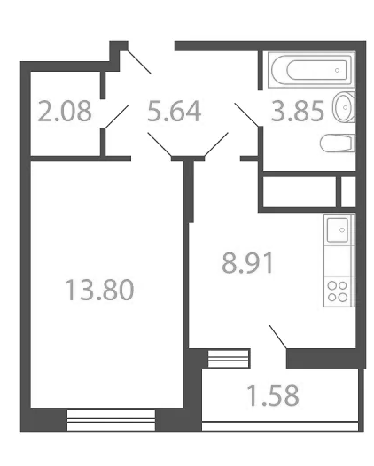 Планировка — Котельники Парк, 1-комн., 36 м²