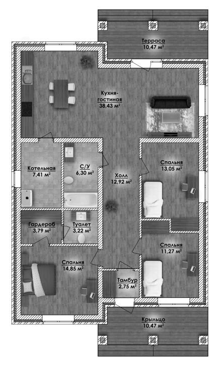 Планировка — Коттеджный поселок ВамДом Истра, 3-комн., 100 м²
