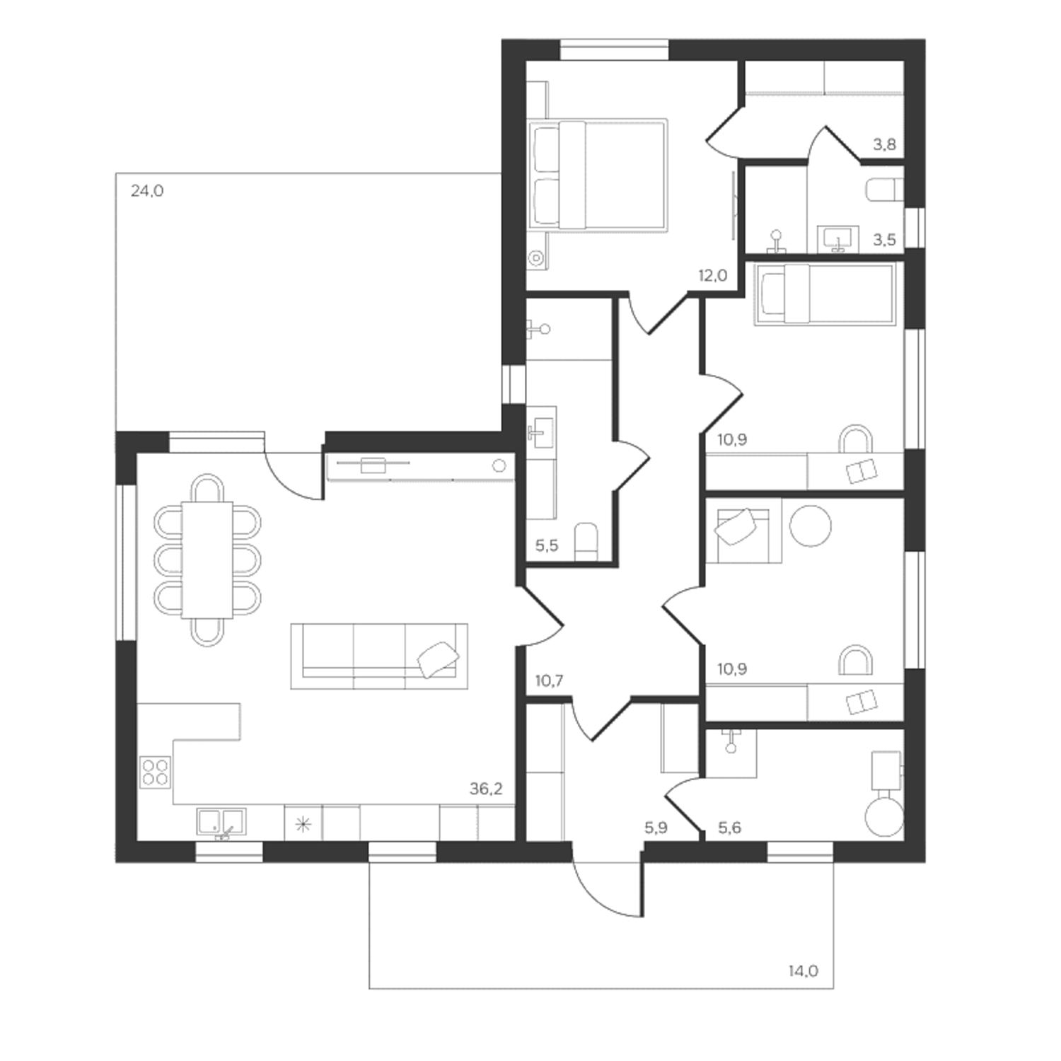 Планировка — Коттеджный поселок Форест, 3-комн., 105 м²