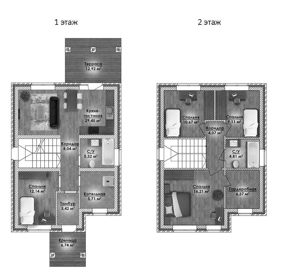 Планировка — Коттеджный поселок ВамДом Петровское, 4-комн., 106 м²