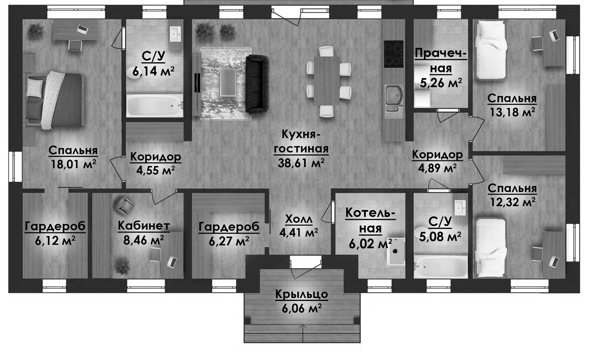 Планировка — Коттеджный поселок ВамДом Пятница, 4-комн., 147 м²
