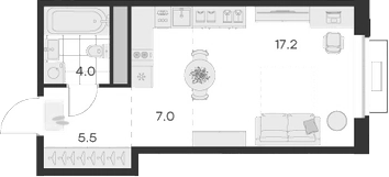 Планировка — Михалевич, Студия, 34 м²