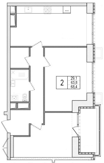 Планировка — АРТ, 1-комн., 68 м²
