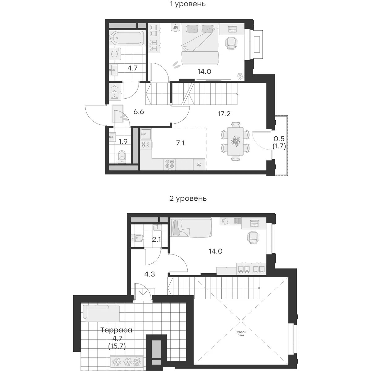 Планировка — Михалевич, 3-комн., 72 м²