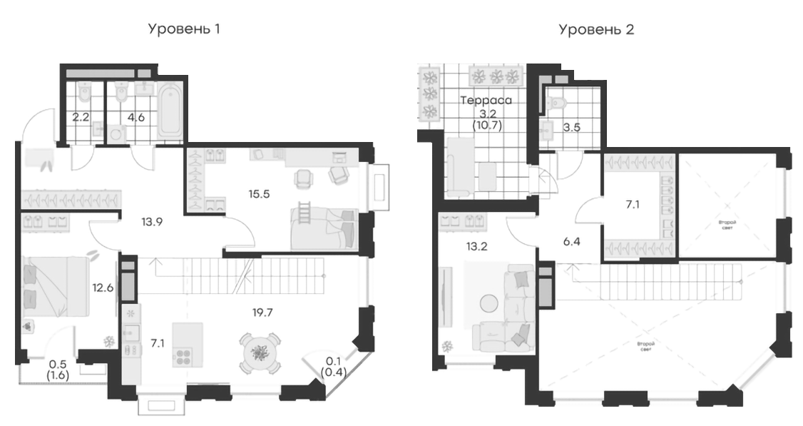 Планировка — Михалевич, 4-комн., 106 м²
