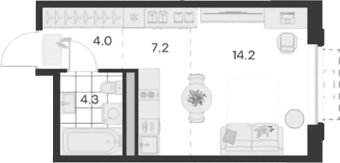 Планировка — Михалевич, Студия, 30 м²