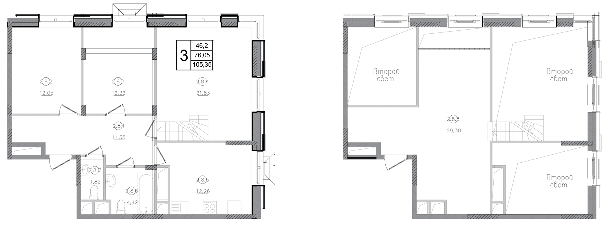 Планировка — Авиатор-2, 3-комн., 105 м²