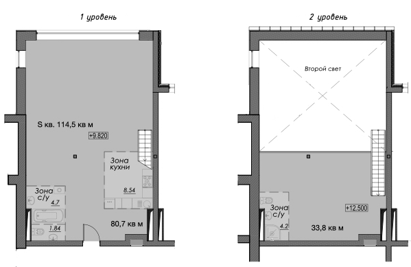 Планировка — Лофт-аппартаменты Fabrik, 1-комн., 115 м²