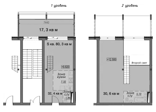 Планировка — Лофт-аппартаменты Fabrik, 1-комн., 80 м²