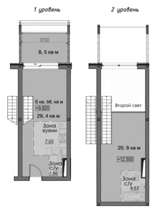 Планировка — Лофт-аппартаменты Fabrik, 1-комн., 58 м²