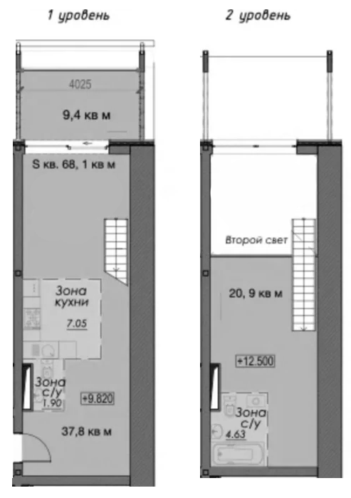 Планировка — Лофт-аппартаменты Fabrik, 1-комн., 68 м²