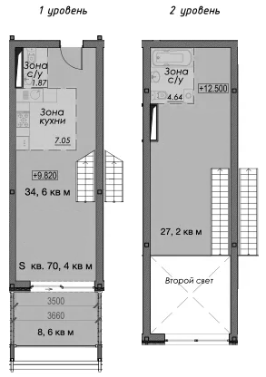 Планировка — Лофт-аппартаменты Fabrik, 1-комн., 70 м²