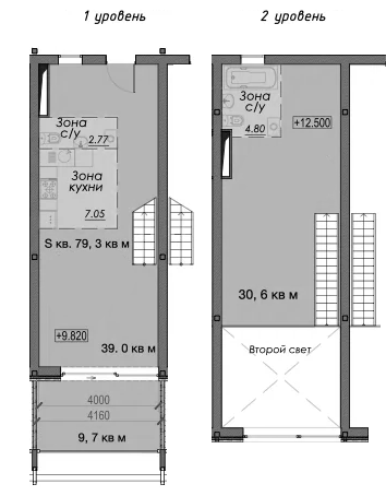 Планировка — Лофт-аппартаменты Fabrik, 1-комн., 79 м²