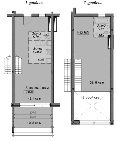 Планировка — Лофт-аппартаменты Fabrik, 1-комн., 85 м²