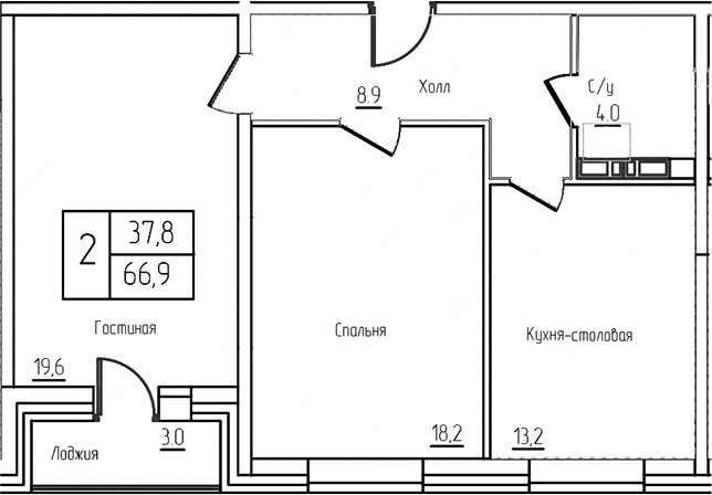 Планировка — Троицкий, 3-комн., 64 м²