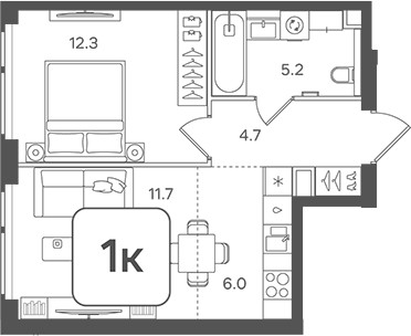 Планировка — Назаре. Мангазея в Богородском, 2-комн., 40 м²