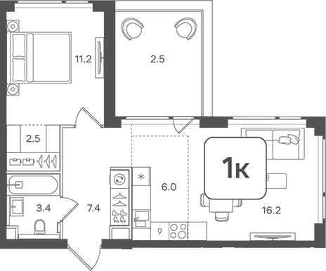 Планировка — Назаре. Мангазея в Богородском, 2-комн., 47 м²