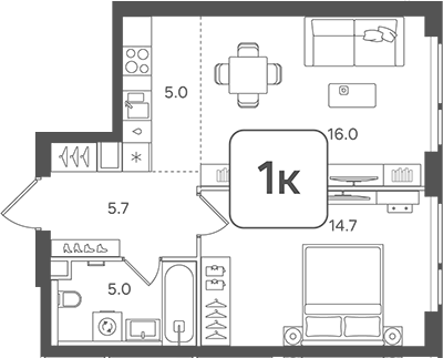 Планировка — Назаре. Мангазея в Богородском, 2-комн., 46 м²