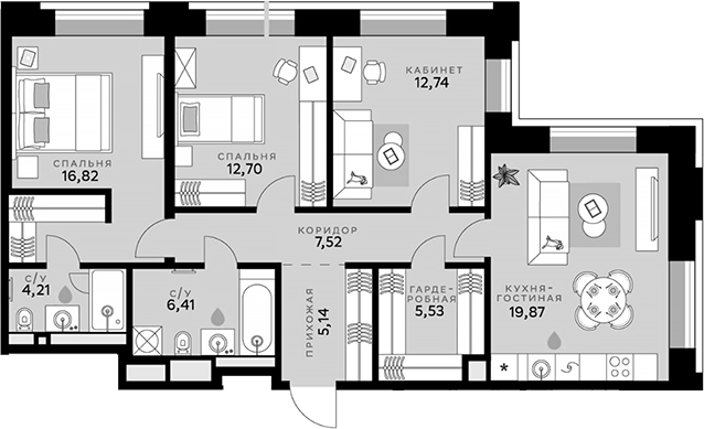 Планировка — СберСити, 4-комн., 91 м²