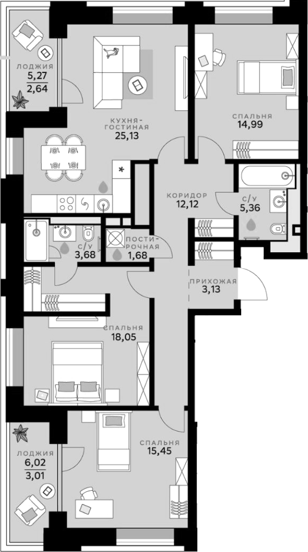 Планировка — СберСити, 4-комн., 100 м²