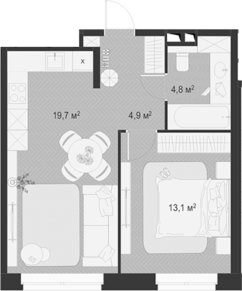 Планировка — Гранд Комфорт 3, 2-комн., 43 м²