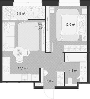 Планировка — Гранд Комфорт 3, 2-комн., 40 м²