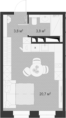 Планировка — Гранд Комфорт 3, Студия, 28 м²