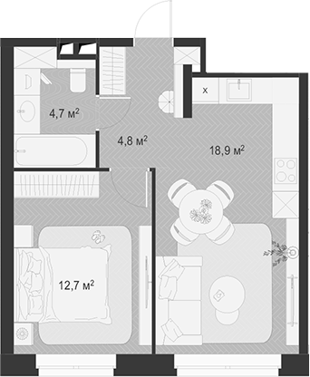 Планировка — Гранд Комфорт 3, 2-комн., 41 м²