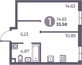 Планировка — Нижегородская от Гранель, 1-комн., 36 м²