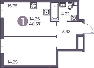 Планировка — Нижегородская от Гранель, 1-комн., 41 м²