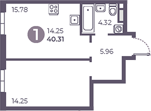 Планировка — Нижегородская от Гранель, 1-комн., 40 м²