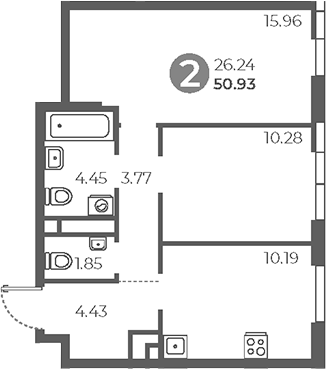 Планировка — Нижегородская от Гранель, 2-комн., 51 м²