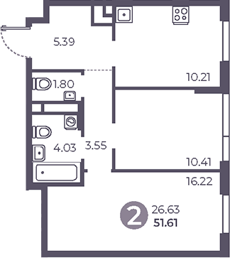 Планировка — Нижегородская от Гранель, 2-комн., 52 м²