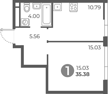 Планировка — Нижегородская от Гранель, 1-комн., 35 м²