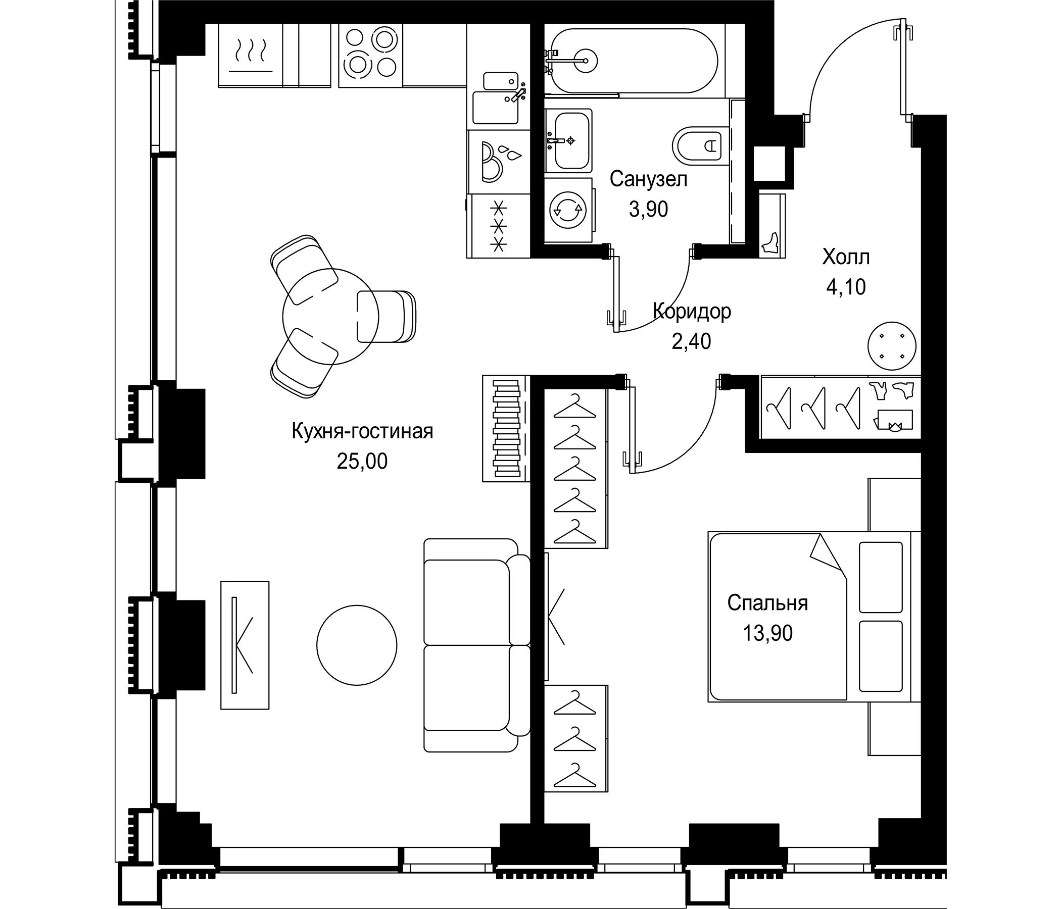 Планировка — СИТИДЗЕН, 2-комн., 49 м²