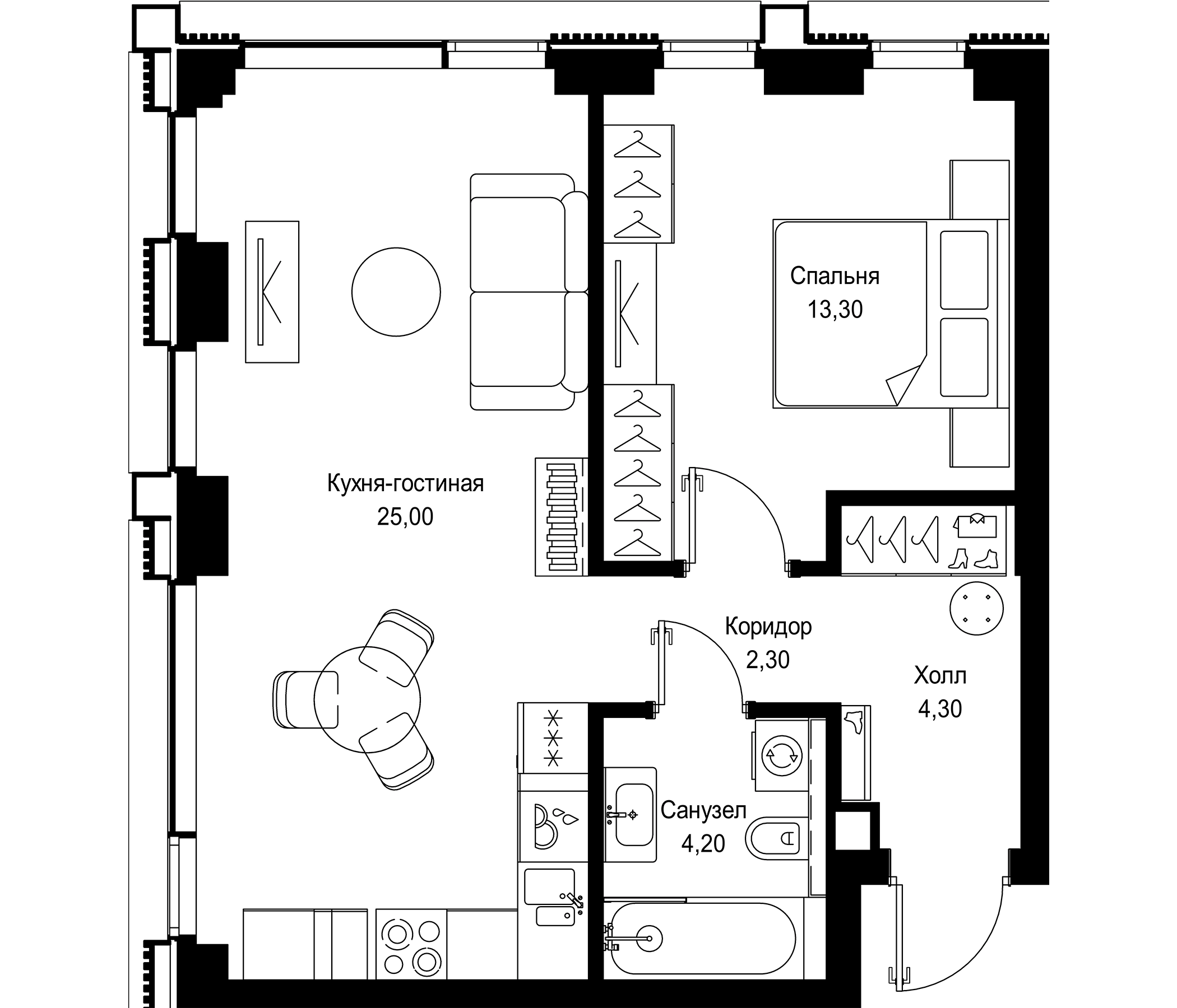 Планировка — СИТИДЗЕН, 2-комн., 49 м²