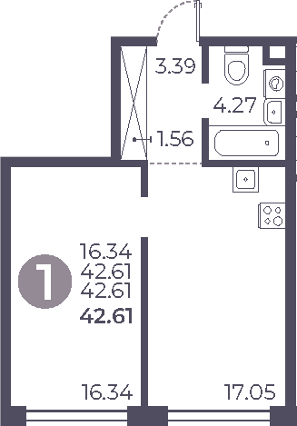 Планировка — Мневники от Гранель, 2-комн., 43 м²