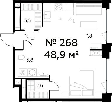 Планировка — Монблан, 2-комн., 49 м²