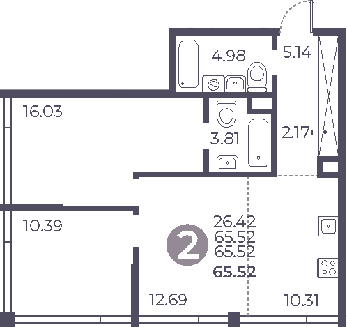 Планировка — Мневники от Гранель, 3-комн., 66 м²