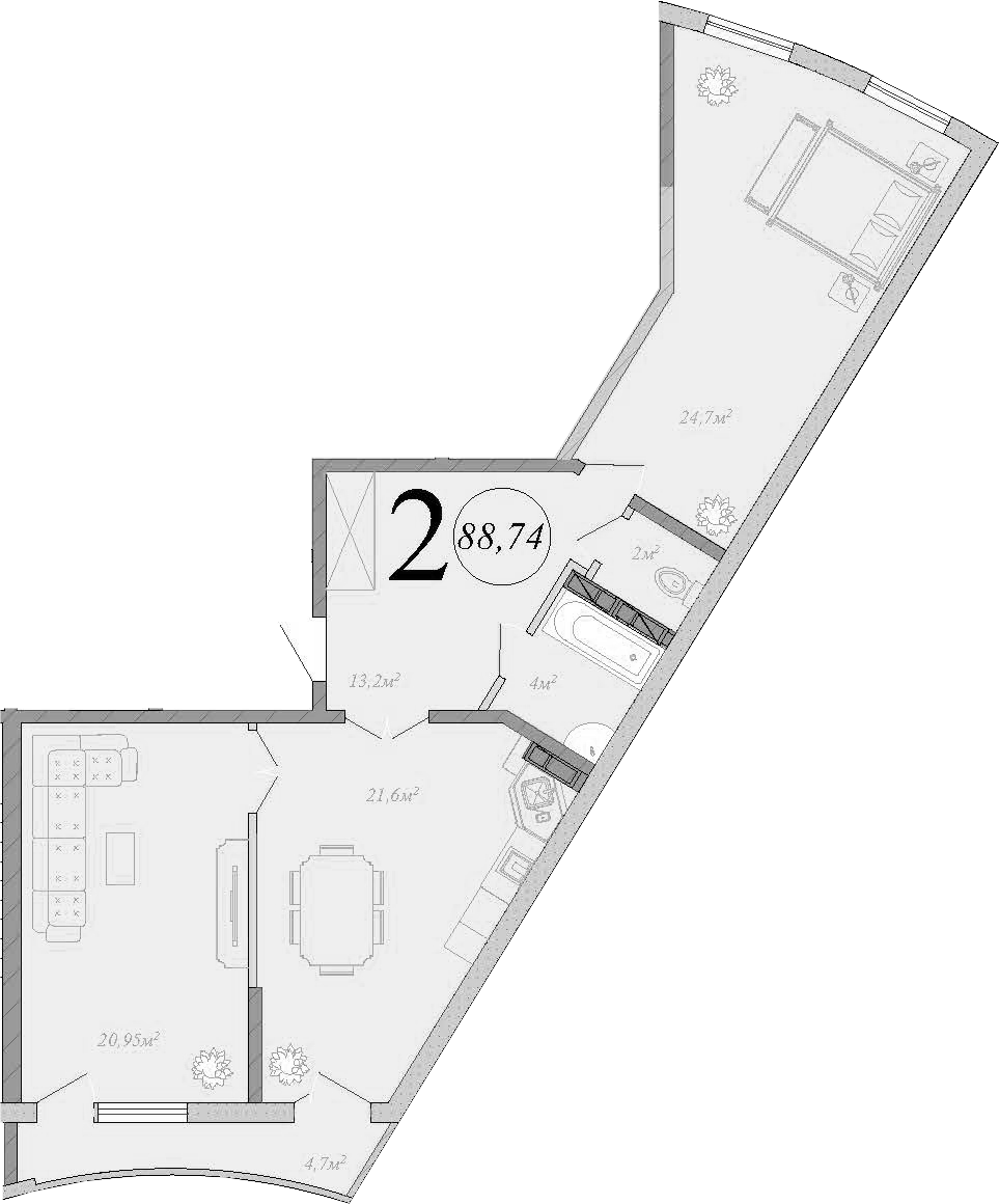 Планировка — Радонеж, 3-комн., 86 м²